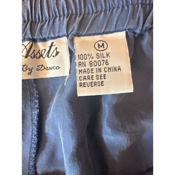 Silk Assets By Davco Womens Elastic Waist Pants M Blue Lightweight 100% Silk - Picture 4 of 5